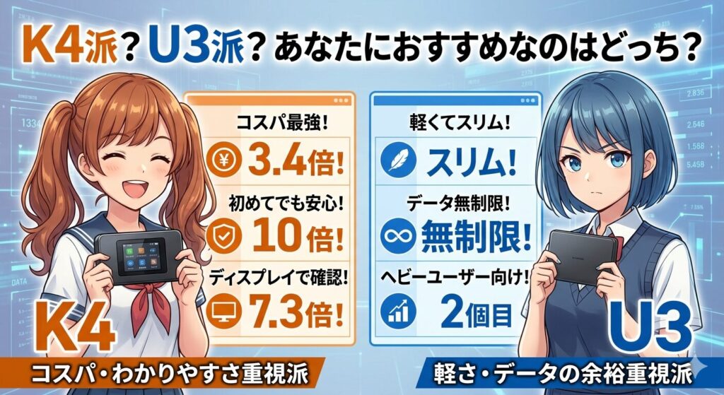 WiFiレンタルどっとこむの　K4 　U3　お勧めな人
